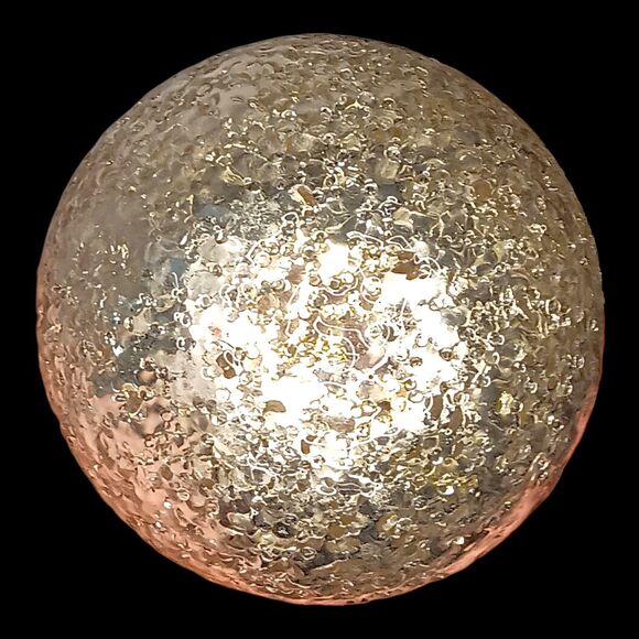 Large Silver Crackle Glass Christmas Ornament Round Kugel Style 4" Set Of Three - Picture 4 of 8